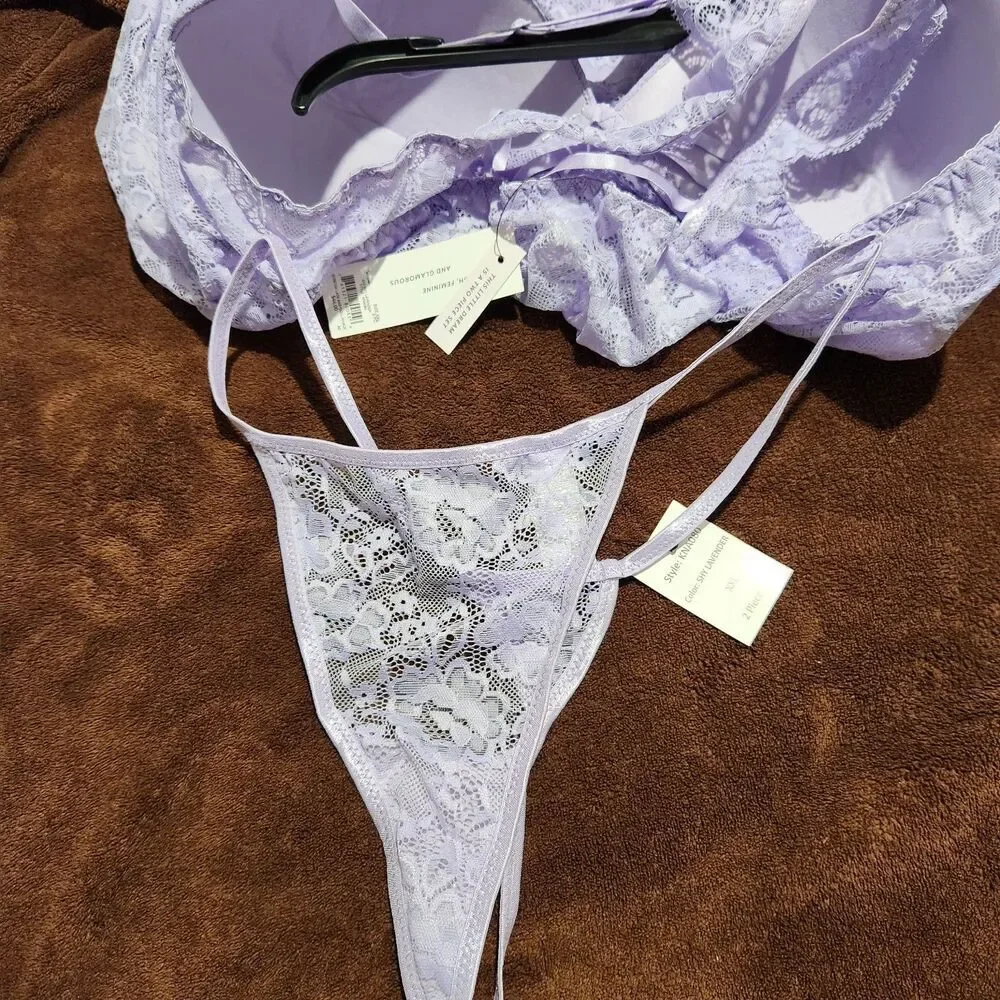 Lilac London 2PCS!! Babydoll chemise and thong lingerie set Size XXL Lavender
